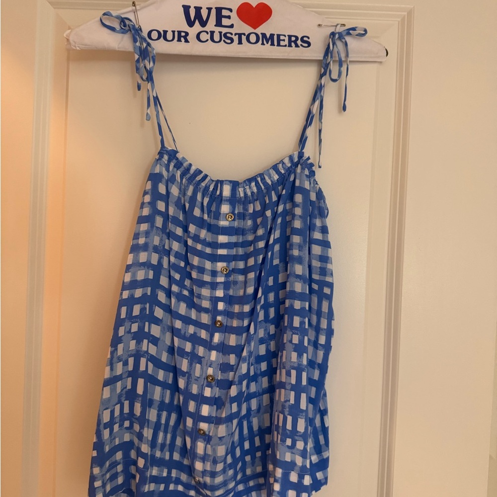 Lilly Pulitzer Blue and White Checkered Tank Top
